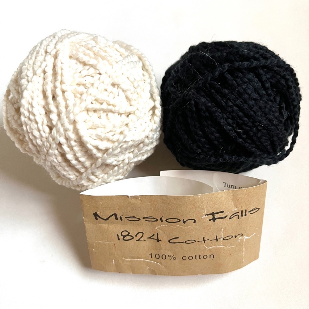2 Mission Falls Cotton Yarn Balls- Black & White. NWT/NWOT soft!